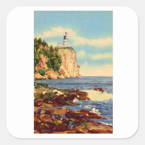 Vintage Split Rock Lighthouse Two Harbors MN Square Sticker