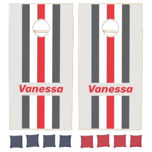 Vintage Split Wingtip Pin Striped with Name Cornhole Set