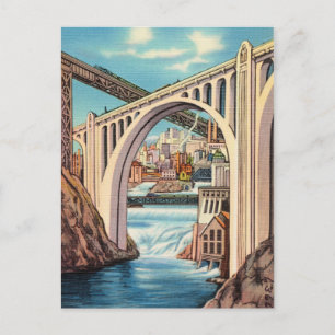 Vintage Spokane, Washington and falls Postcard
