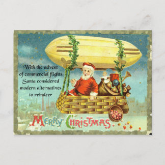 Vintage Spoof Christmas Funny Santa Reindeer Postcard