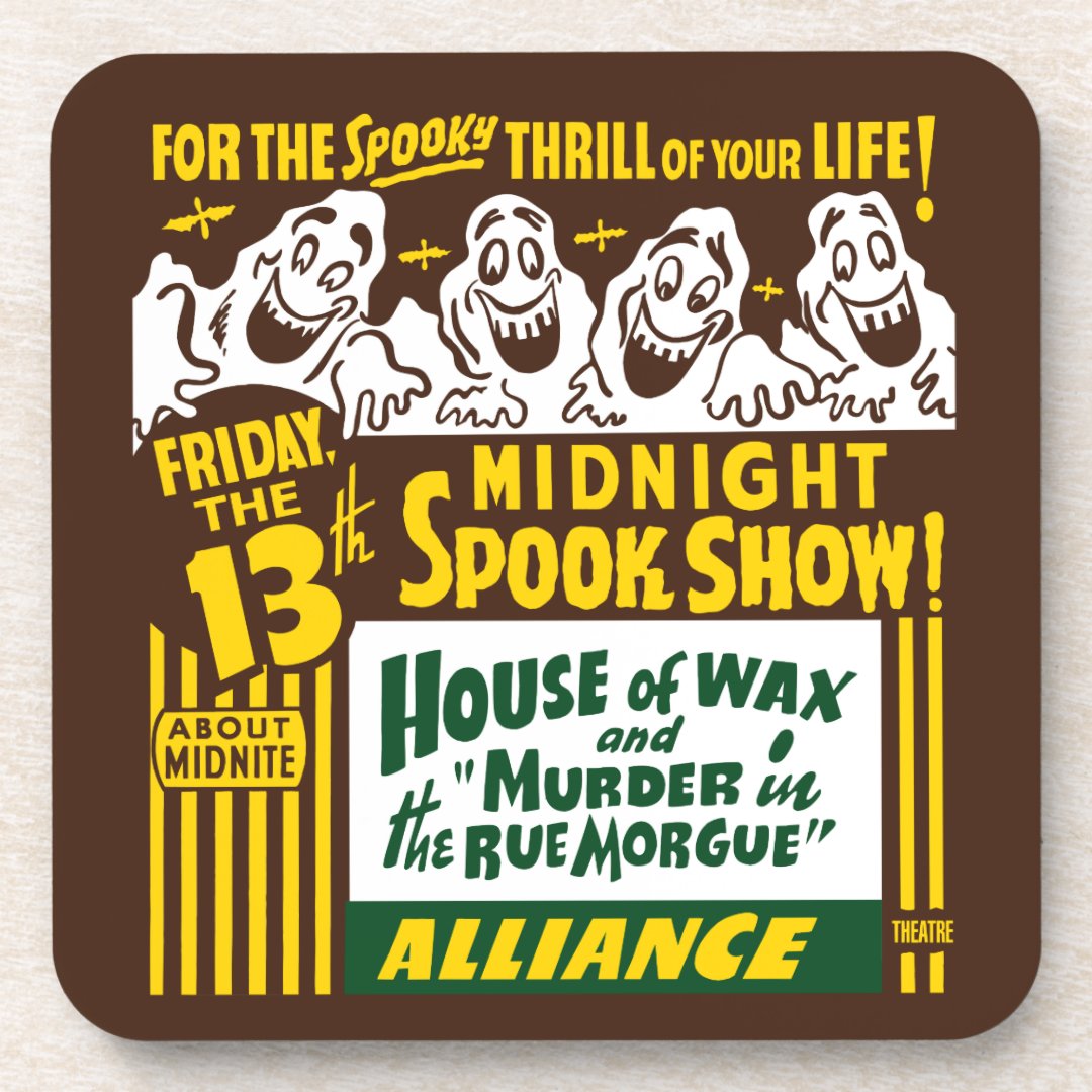 Vintage Spook Show Poster Art - Set of 6 Coasters