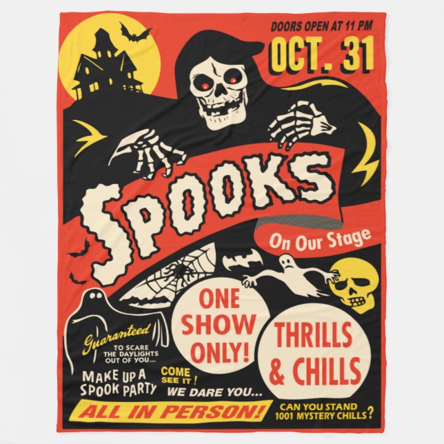 Vintage Spook Show Poster Large Fleece Blanket (Front)