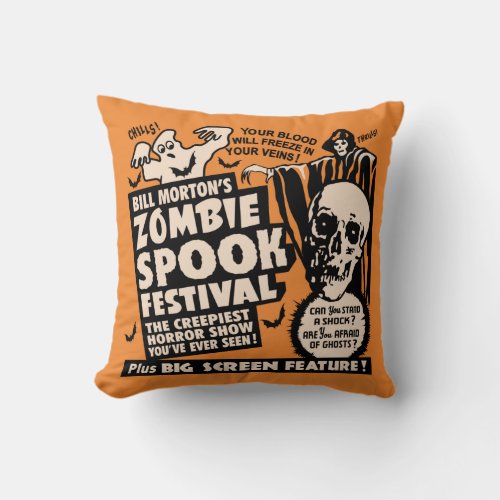 Vintage Spook Show Poster Throw Pillow