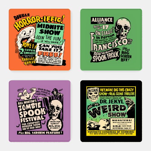 Vintage Spook Show Posters Coaster Set