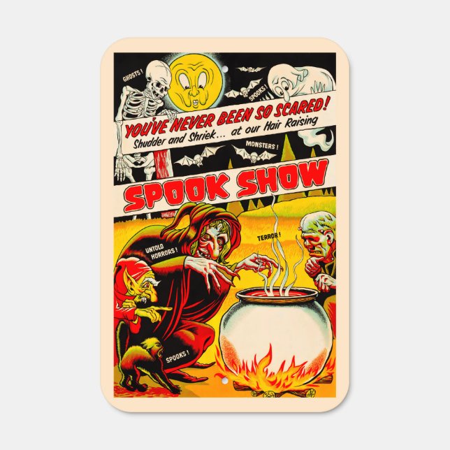 Vintage Spook Show Witch Metal Sign (Front)