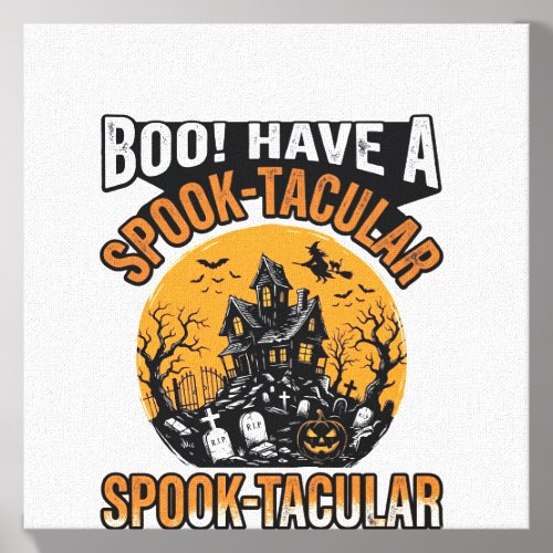 Vintage Spook-Tacular Halloween Haunted House Shir Canvas Photo Tile
