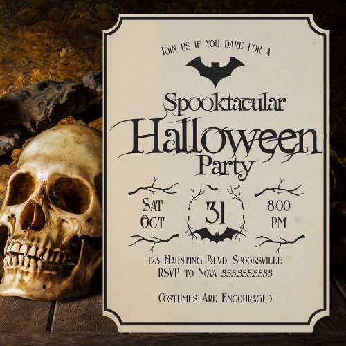 Vintage Spooktacular Batty Adult Halloween Party  Invitation