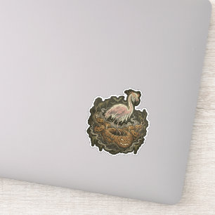 Vintage Spooky Flamingo Halloween Design Sticker
