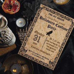 Vintage spooky gothic, halloween party invitation