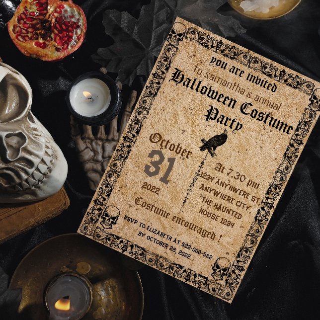 Vintage spooky gothic, halloween party invitation (Creator Uploaded)