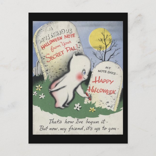 Vintage Spooky Halloween 7 Postcard (Front)