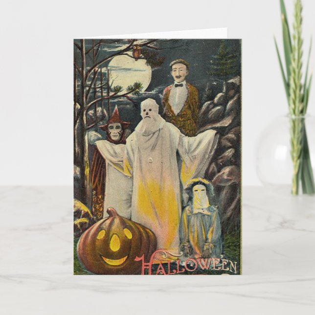 Vintage Spooky Halloween Costumes Card (Front)
