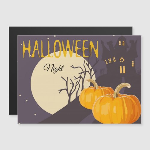 Vintage Spooky Halloween Moon and Pumpkin at Night