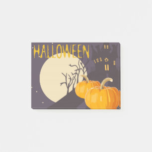 Vintage Spooky Halloween Moon and Pumpkin at Night Post-it Notes