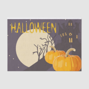 Vintage Spooky Halloween Moon and Pumpkin at Night Tissue Paper