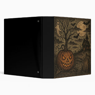 Vintage, spooky Halloween pumpkin/ghost 3 Ring Binder