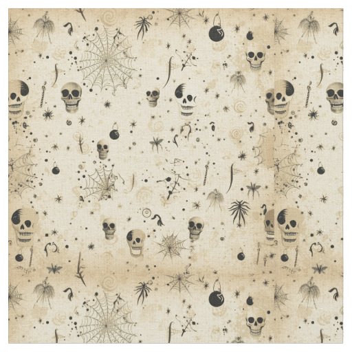 Vintage Spooky Halloween Seamless Pattern Fabric