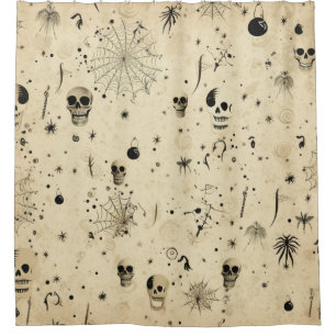 Vintage Spooky Halloween Seamless Pattern Shower Curtain