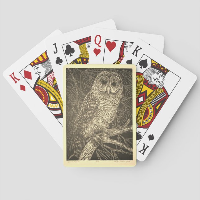 Vintage Spooky Owl Poker Cards (Back)