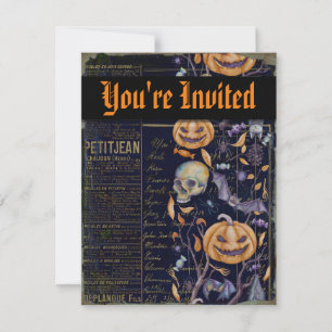 Vintage Spooky Pumpkins Halloween Party Invitation