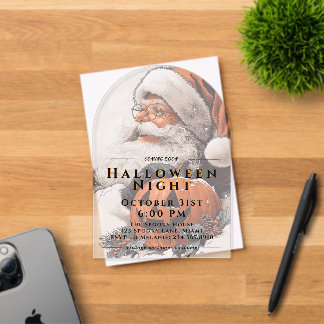 Vintage Spooky Santa & Jack O Lantern Halloween Acrylic Invitations
