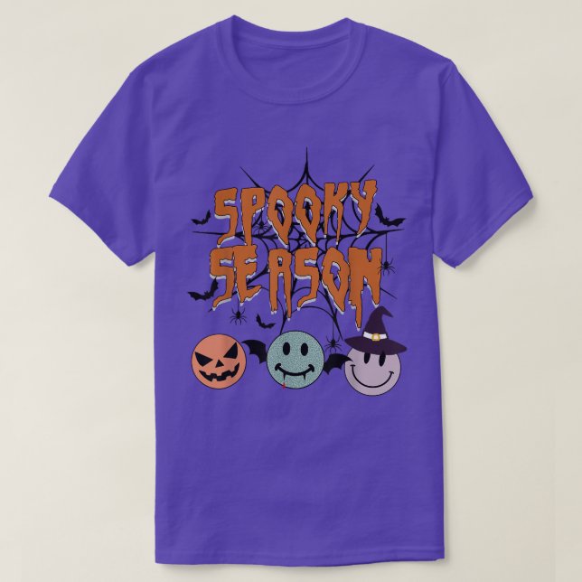 Vintage Spooky Season Fall Halloween Thanksgiving  T-Shirt (Design Front)