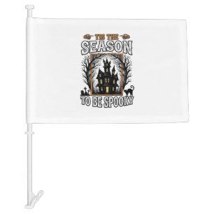 Vintage Spooky Season Haunted House Halloween Desi Car Flag