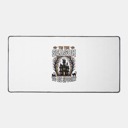 Vintage Spooky Season Haunted House Halloween Desi Desk Mat