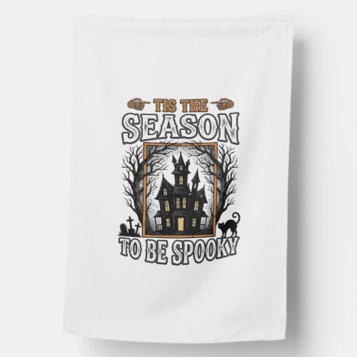 Vintage Spooky Season Haunted House Halloween Desi Flag