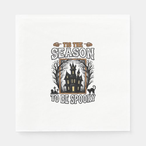 Vintage Spooky Season Haunted House Halloween Desi Napkins