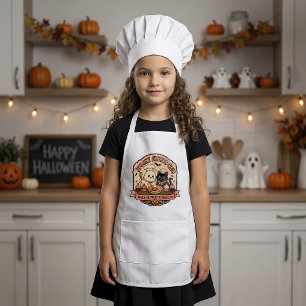 Vintage Spooky Sweets Club Ghost Cat Chef Kids' Apron