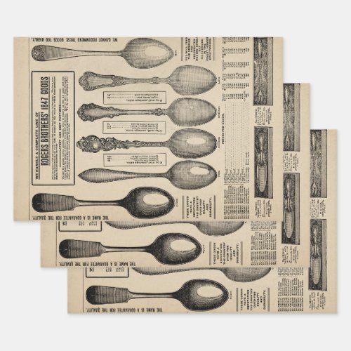 Vintage Spoons Catalog Page Wrapping Paper Sheets