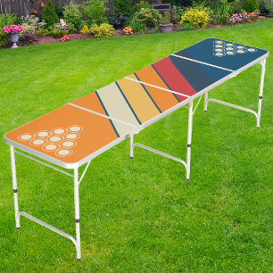 Vintage Sport Blue Rainbow Striped Beer Pong Table