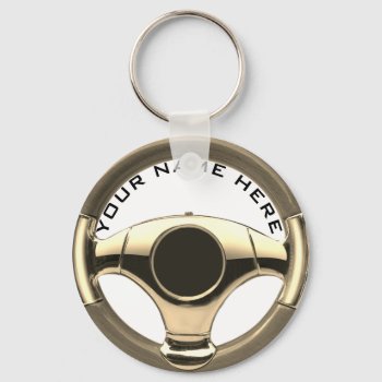 Vintage Sport Car Steering Wheel Garage Key Ring 2 by funny_tshirt at Zazzle