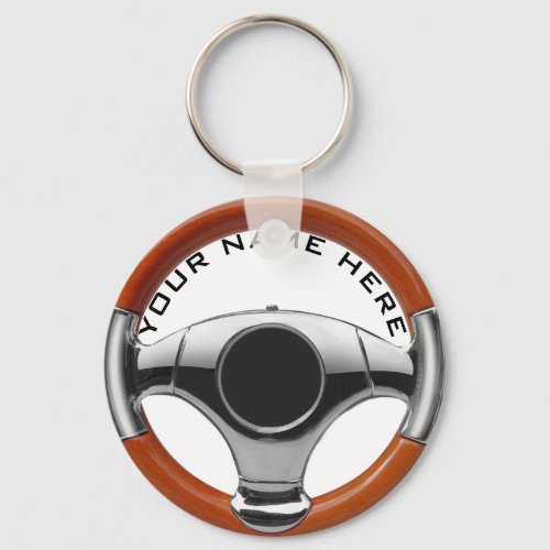 vintage sport car wood steering wheel garage owner keychain