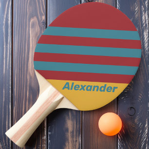 Vintage Sport Mustard Seed Stripes with Name Ping Pong Paddle
