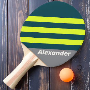 Vintage Sport Storm Cloud Grove Stripes with Name Ping Pong Paddle