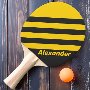 Vintage Sport Yellowjacket Stripes with Name Ping Pong Paddle