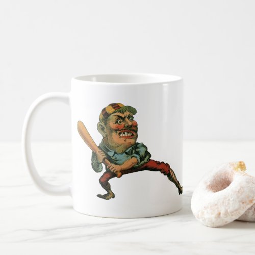 Vintage Sports Angry Baseball Player Batter Coffee Mug