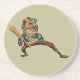 Vintage Sports, Angry Baseball Player Batter Drink Coaster