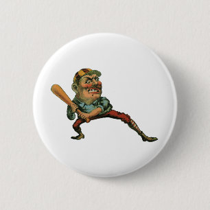 Vintage Sports, Angry Baseball Player Batter Pinback Button