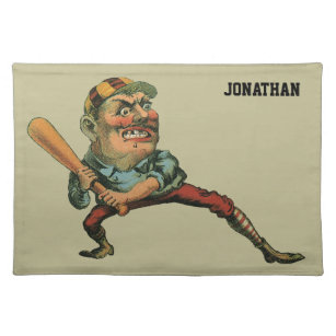 Vintage Sports, Angry Baseball Player Batter Placemat