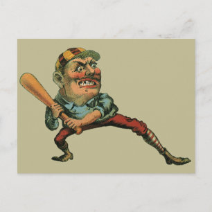 Vintage Sports, Angry Baseball Player Batter Postcard