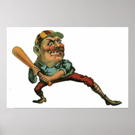 Vintage Sports, Angry Baseball Player Batter Poster