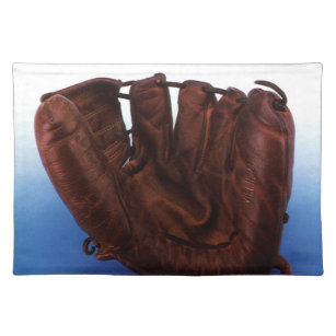 Vintage Sports, Antique Leather Baseball Glove Cloth Placemat