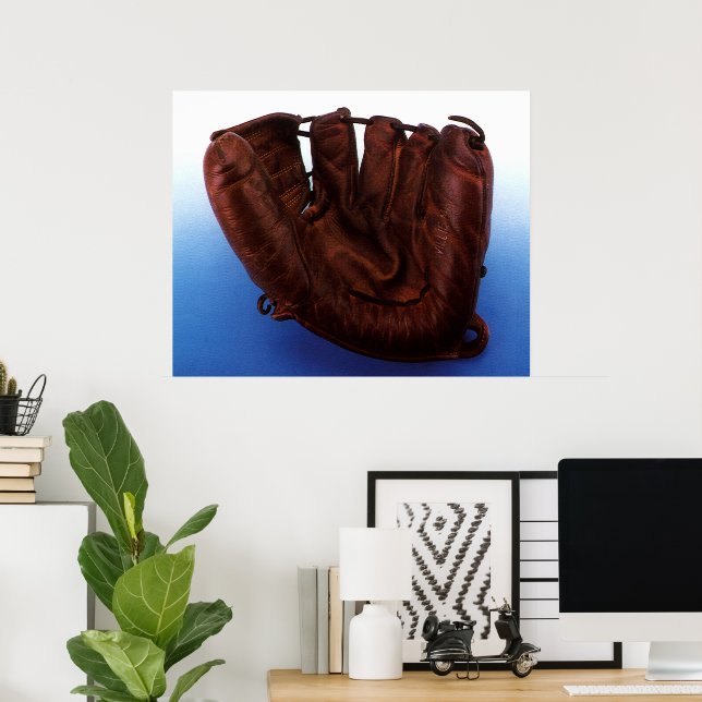 Vintage Sports, Antique Leather Baseball Glove Poster (Home Office)