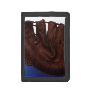 Vintage Sports, Antique Leather Baseball Glove Trifold Wallet