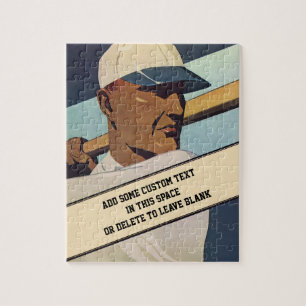 Vintage Sports Baseball Batter, Stylized Art Jigsaw Puzzle
