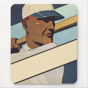 Vintage Sports Baseball Batter, Stylized Art Mouse Pad