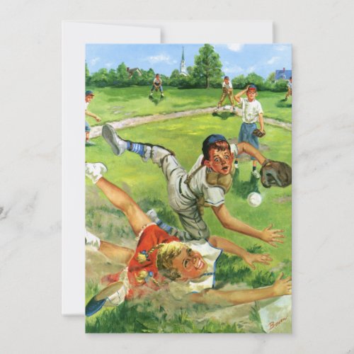 Vintage Sports Baseball Boy or Girl Birthday Party Invitation